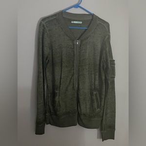Maurices Full Zip Bomber Sweatshirt Women’s Large Army Green